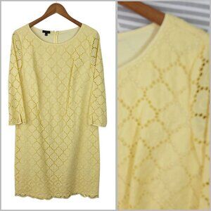 Talbots Lace Dress Size 10 cocktail Lined party Sheath Womens Yellow Eyelet